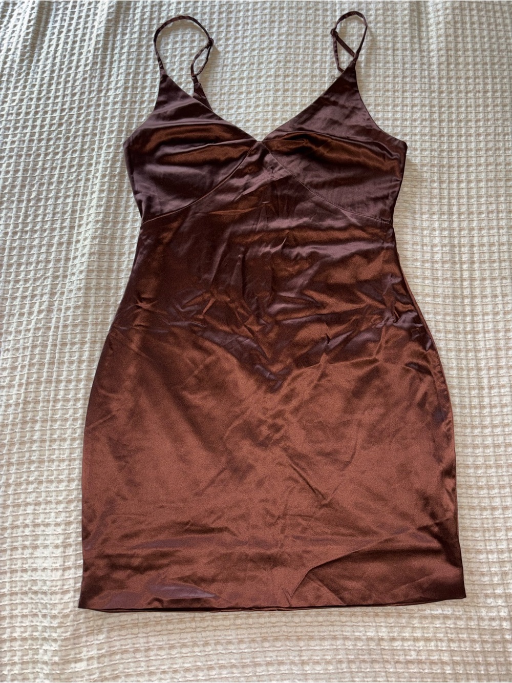 Fashion Nova Brown Satin Mini Slip Dress